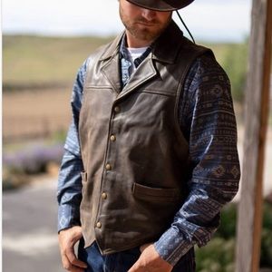 Outback Mens leather vest*dark brown* size large